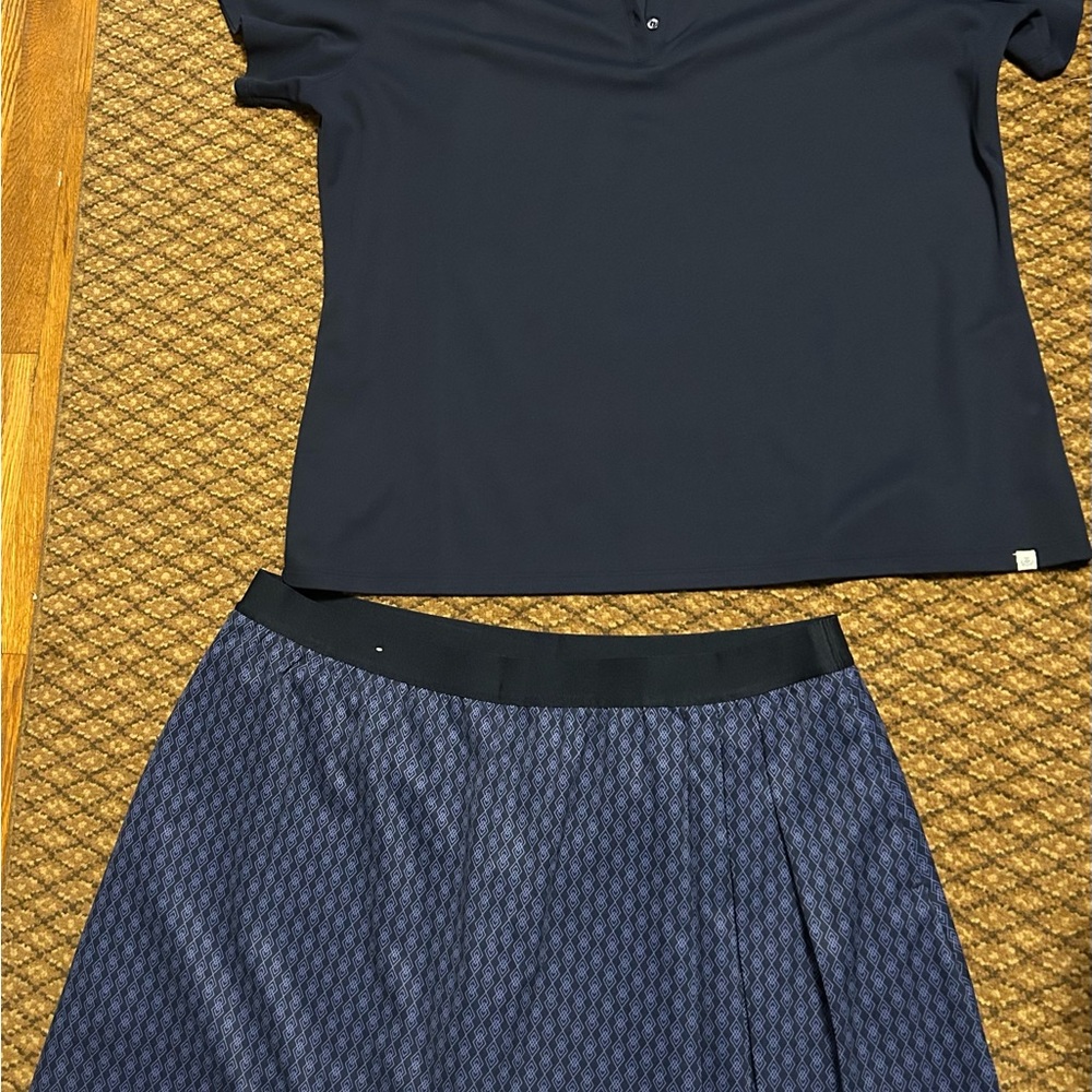 Lady Hagen Blue Pleated Golf Skort and Matching Shirt